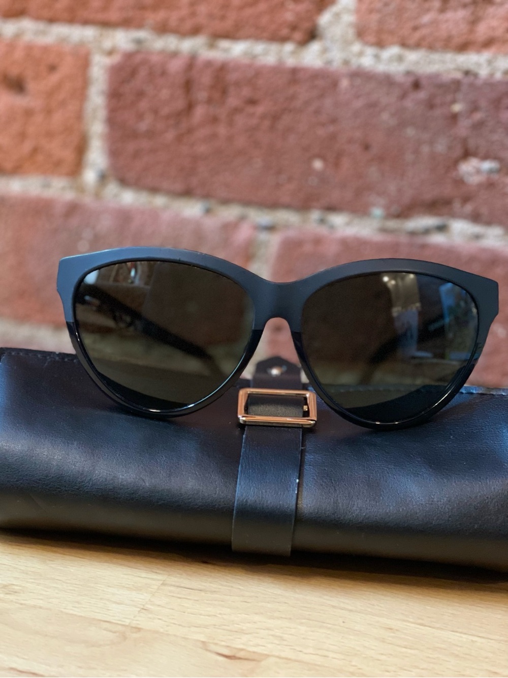 Balenciaga Black Cat-Eye Sunglasses with Black Case